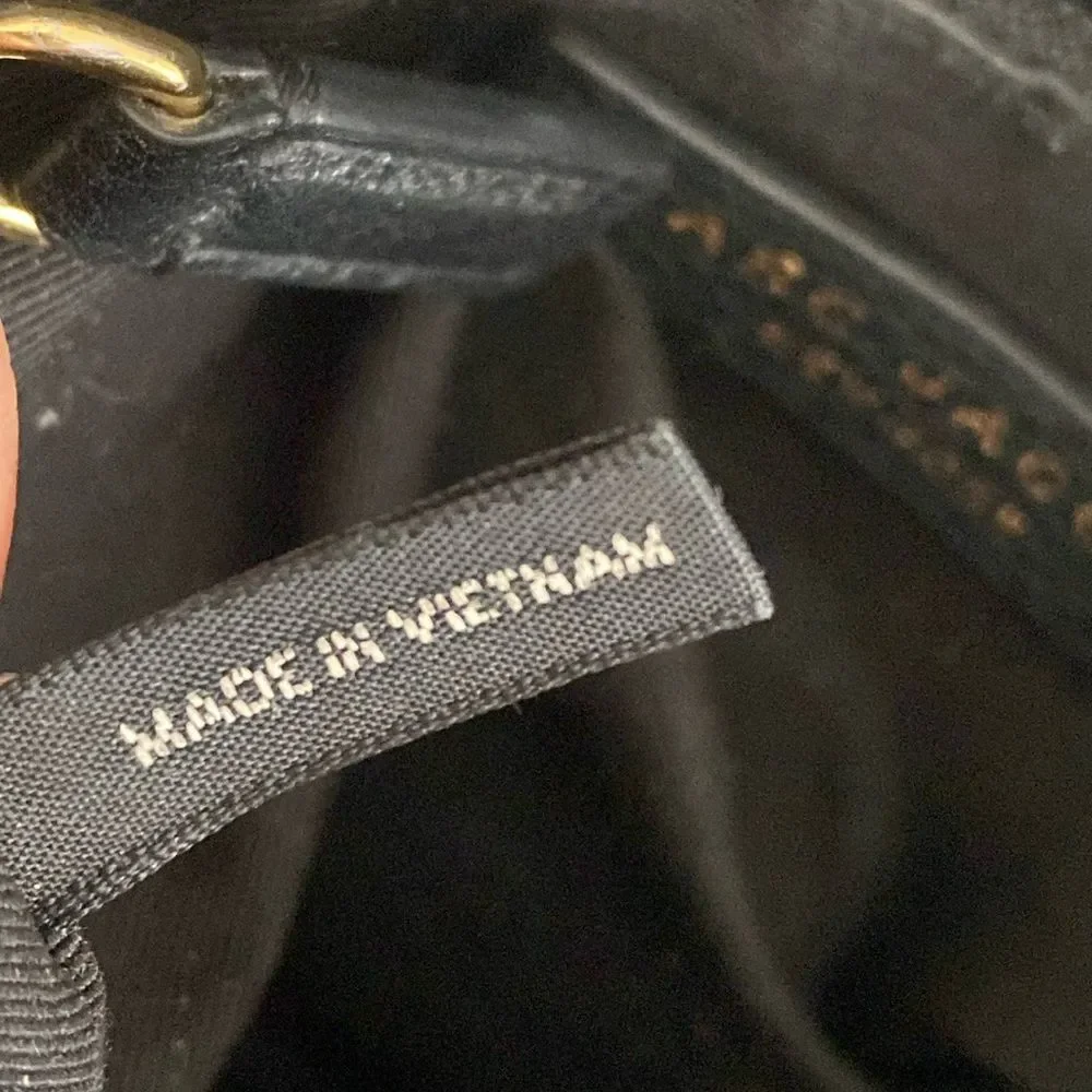 Marc Jacobs Black Leather Crossbody Bag Gold Logo Urban Minimalist Designer